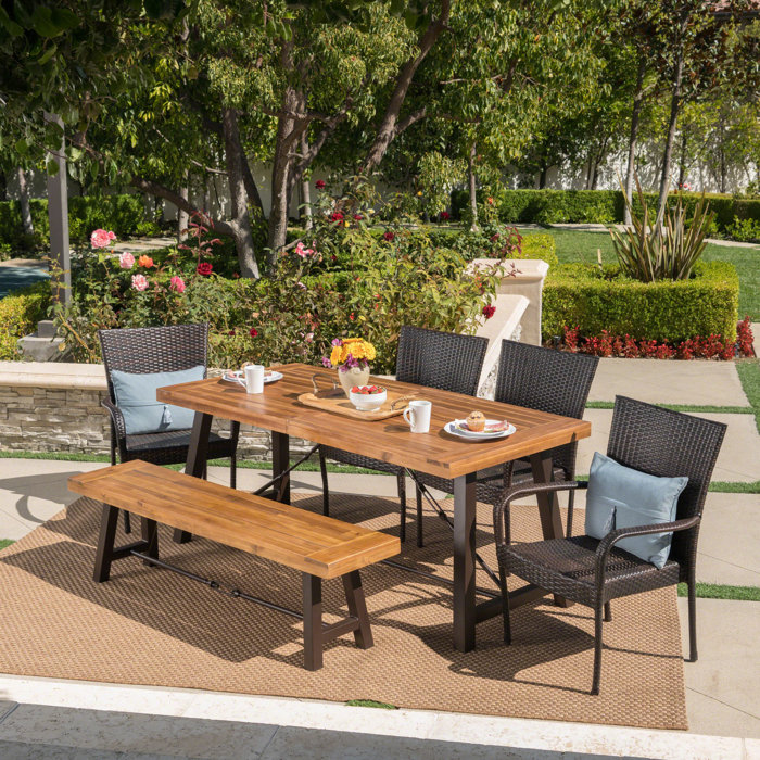 Brayden Studio® Appleton 6 Person Rectangular Outdoor Dining Set